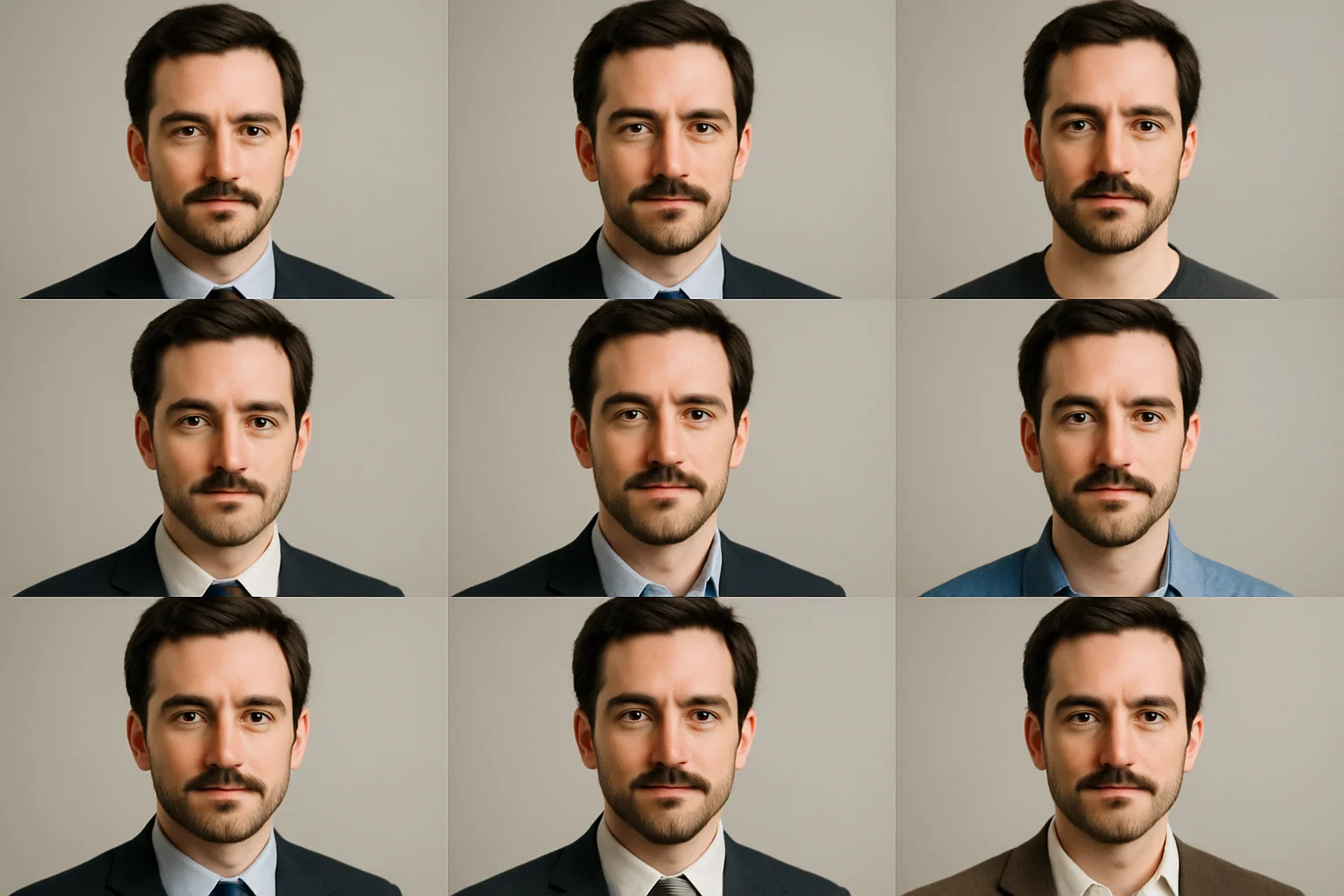 Grade de 9 retratos para seleção