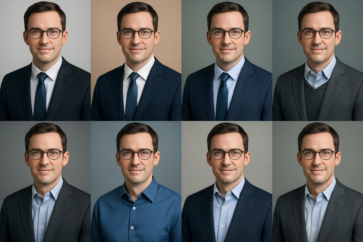 Grade de retratos consistentes em diferentes estilos