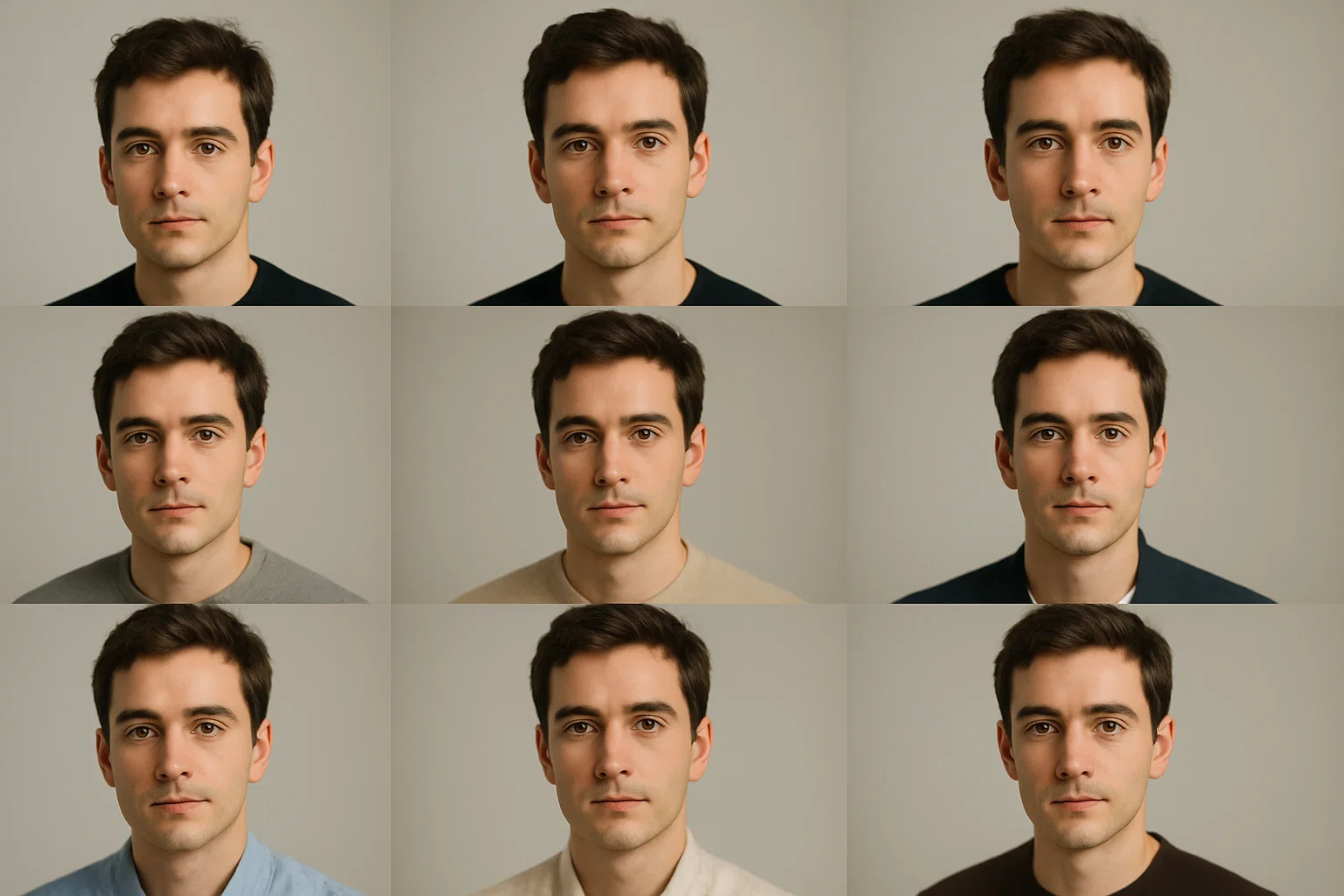 Grade de retratos com alta consistência de identidade