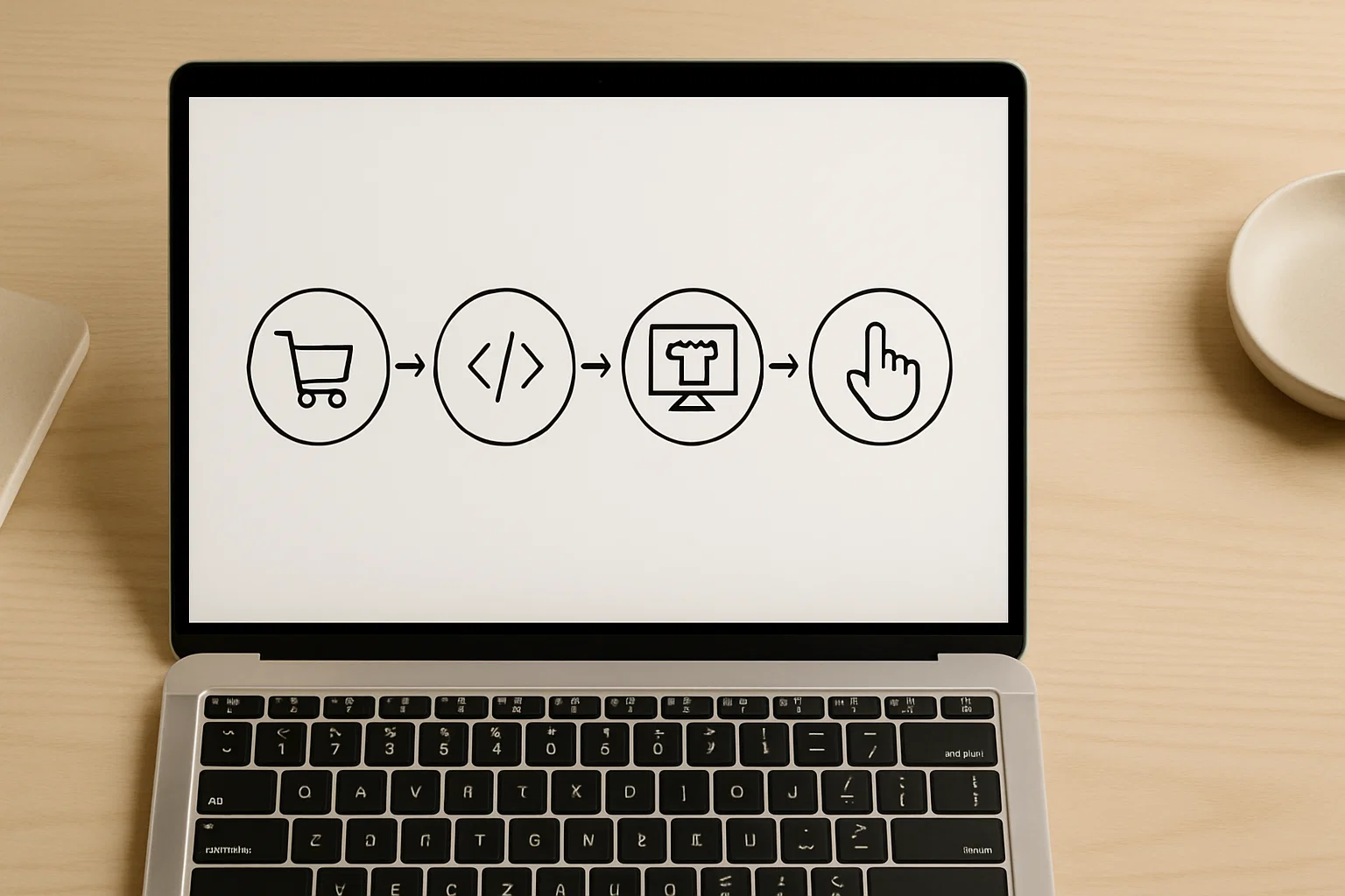 Fluxo visual da integração do try-on no Shopify